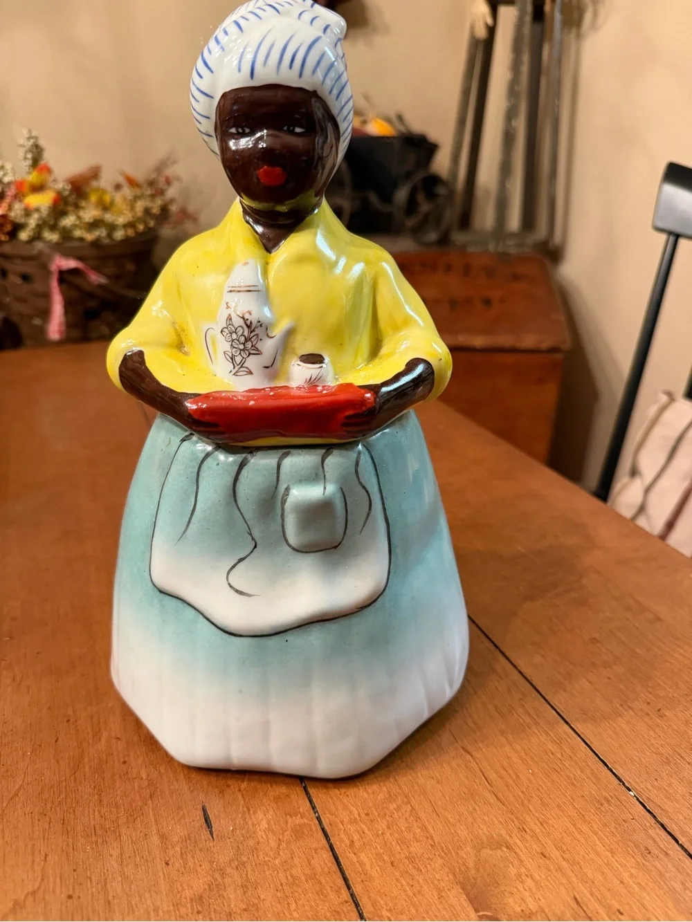 Ceramic Kitchen Accent Figurine - Yellow, Blue, Red